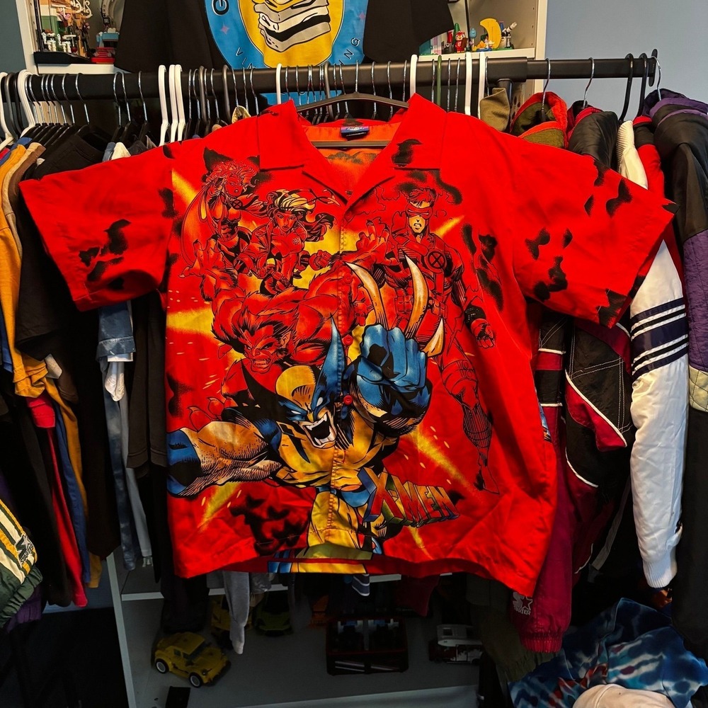2002 Marvel X-Men All Over Print Button Up Shirt